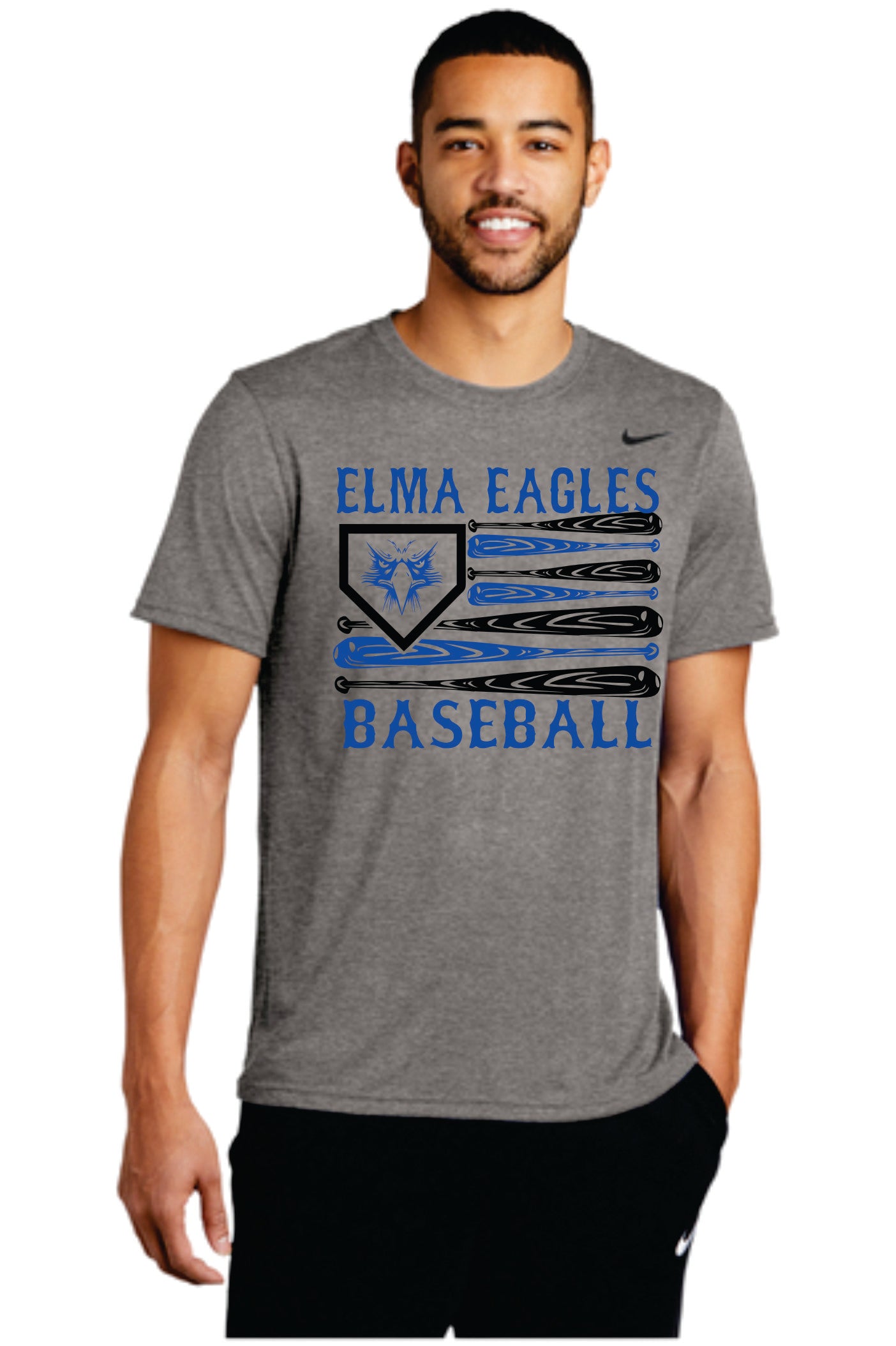 Elma Eagles Baseball Bat Flag Nike Tee