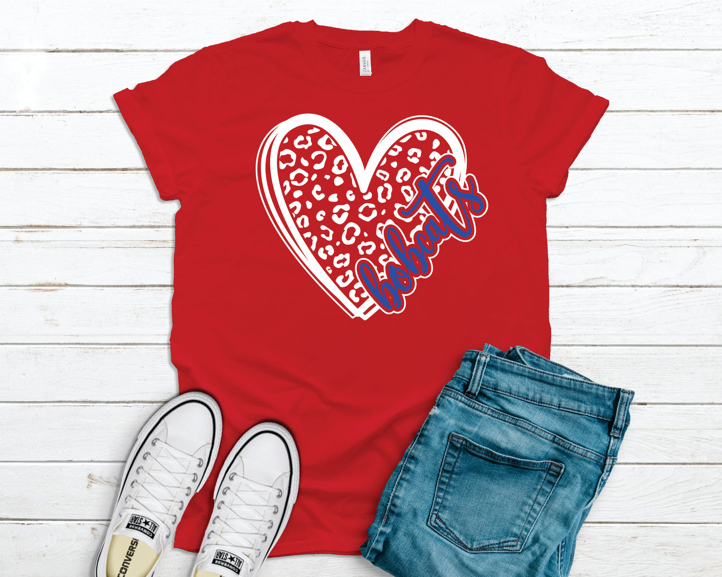 BLE Bobcats Leopard Heart Tee