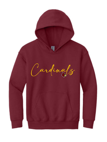 Winlock Cardinals Cursive Hoodie