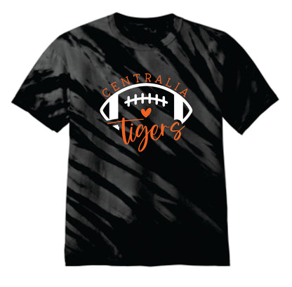 Tigers Football Tiger Striped Tie-Dye Tee