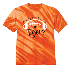 Tigers Football Tiger Striped Tie-Dye Tee