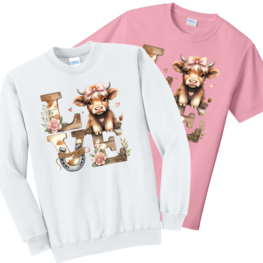 Love Highland Cow | T-Shirt or Crewneck
