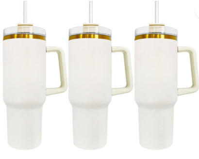 Powder Coated Gold Plated 40 Ounce Travel Mug With Handle