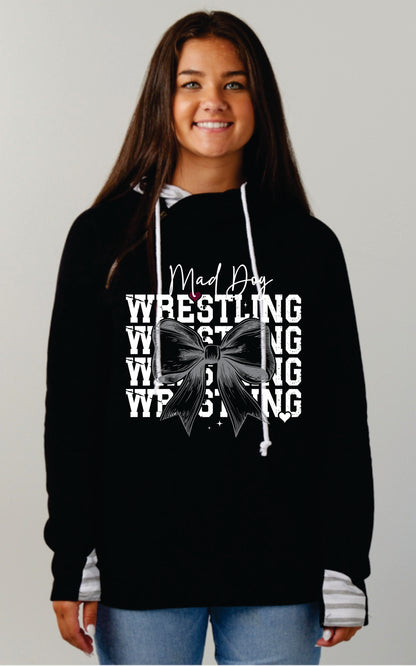 Ladies Stripe Double Hood Mad Dog Wrestling bow