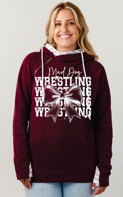 Ladies Stripe Double Hood Mad Dog Wrestling bow