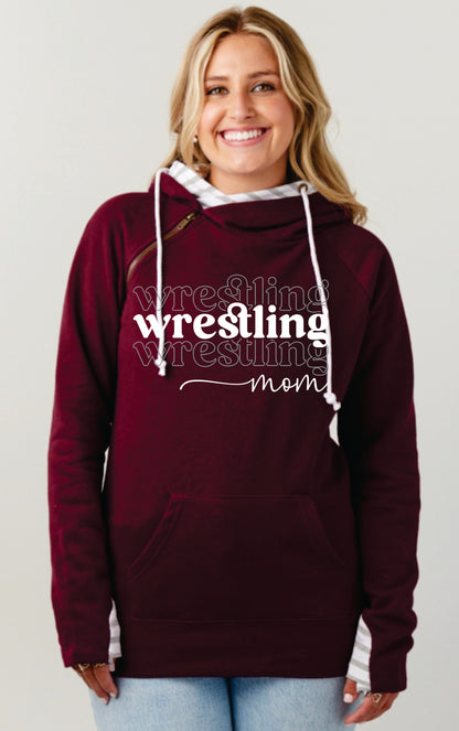 Ladies Stripe Double Hood Wrestling Mom