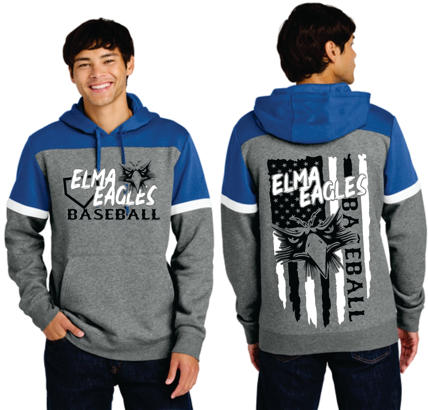 Elma Eagles Baseball Flag Colorblock Hoodie