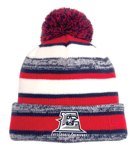 ECA Embroidered Stripe Pom Beanie