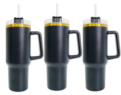 Powder Coated Gold Plated 40 Ounce Travel Mug With Handle