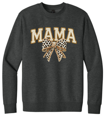 Mama Faux Yarn Bow Crewneck