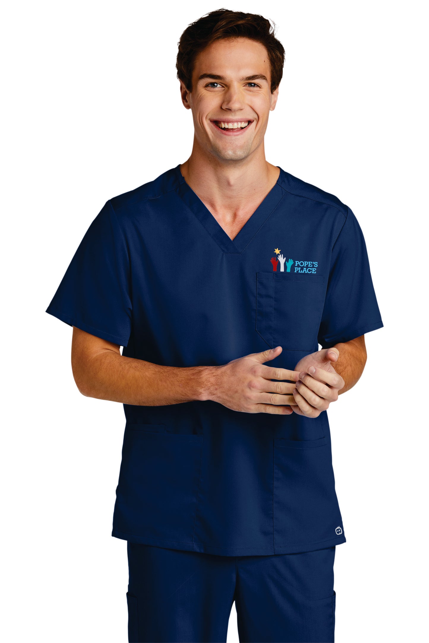 Men's Embroidered Scrub Top | Pope's Place