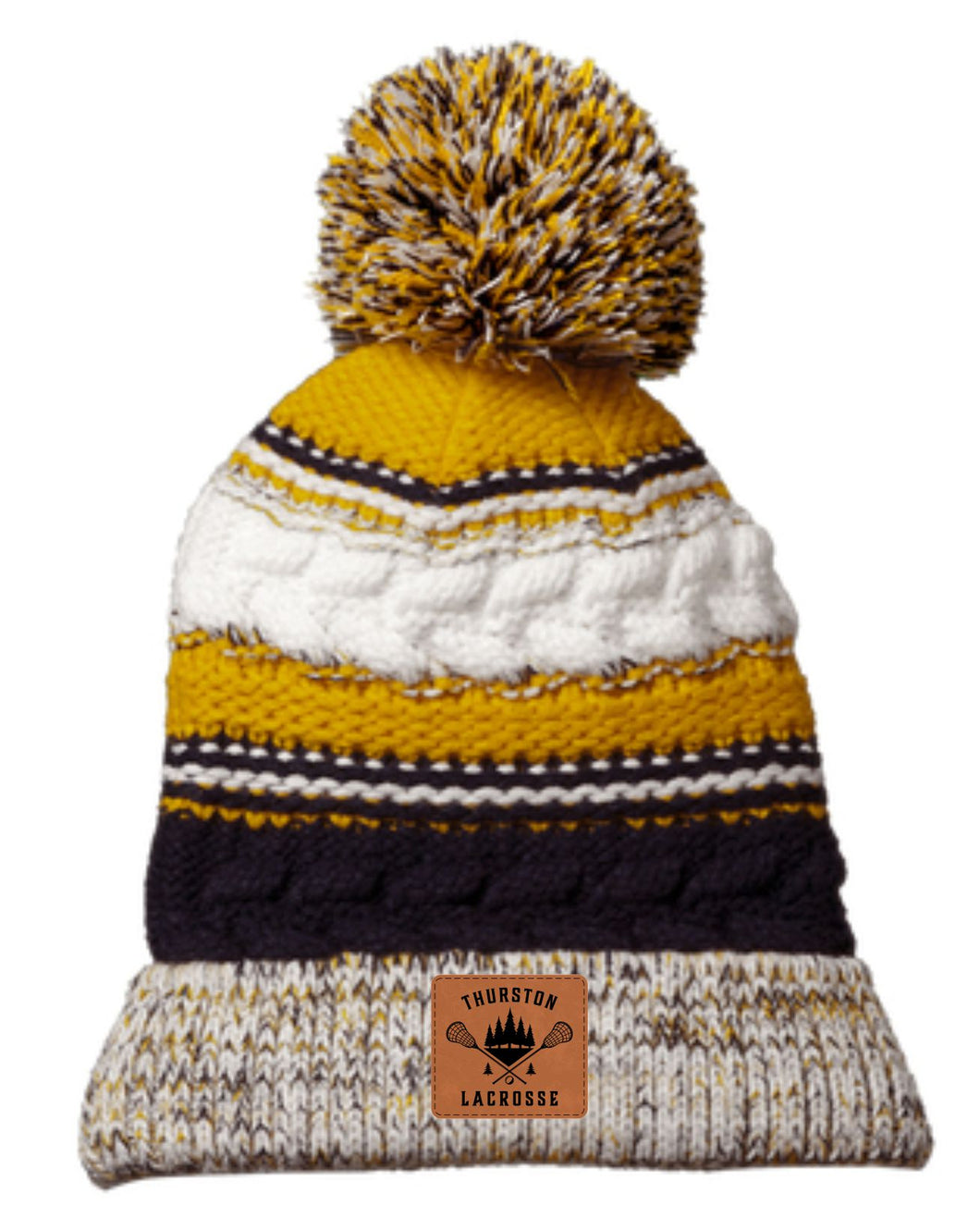 Thurston Lacrosse Navy & Yellow Team Pom Beanie