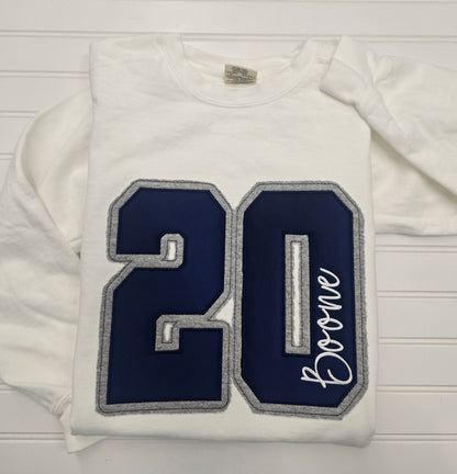 Custom Varsity Letter Embroidered Hoodie or Crewneck