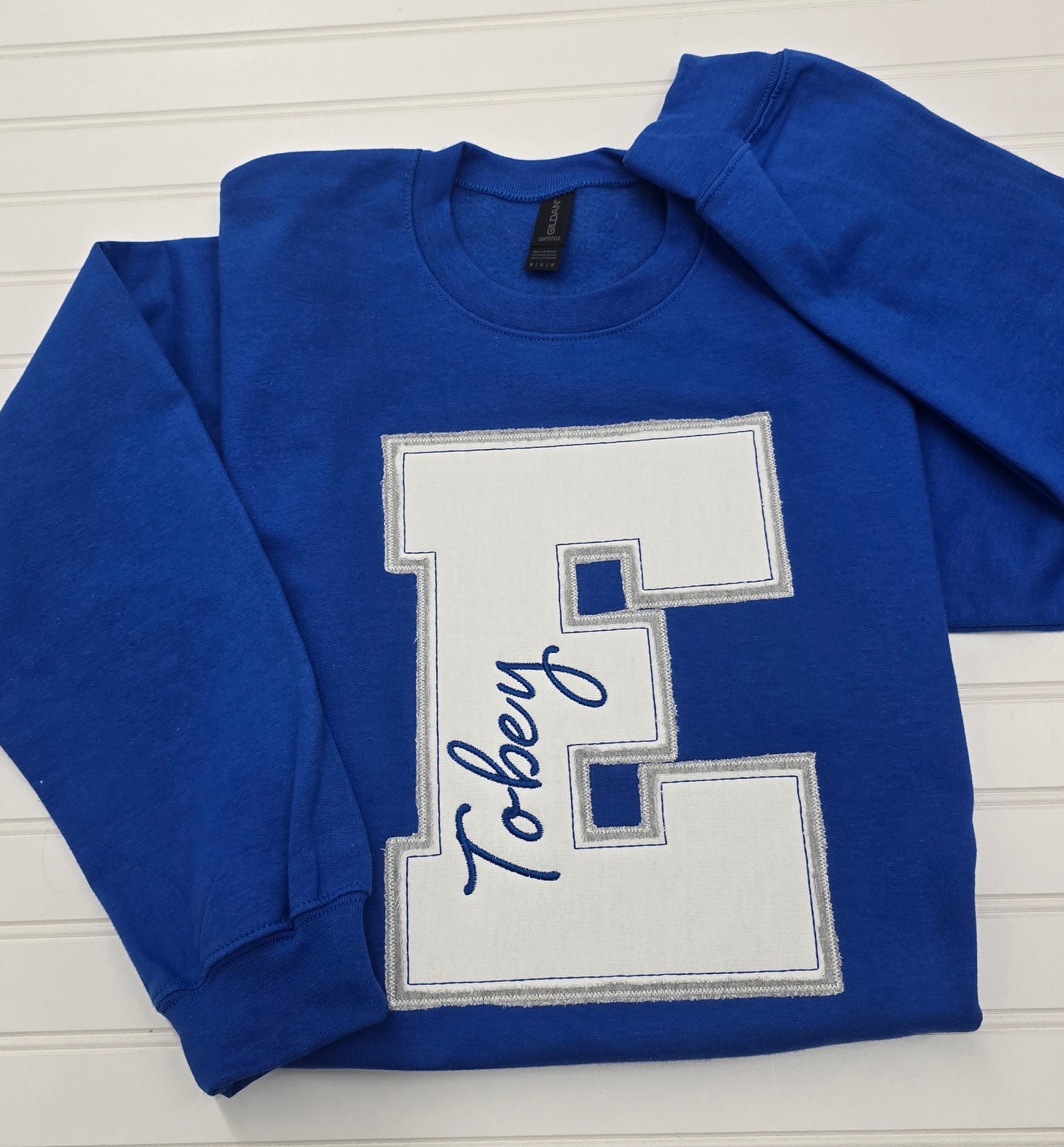 Custom Varsity Letter Embroidered Hoodie or Crewneck