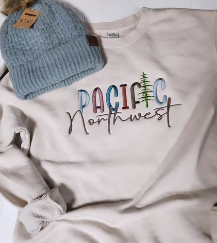 Pacific Northwest Embroidered Crewneck (pigment ivory)