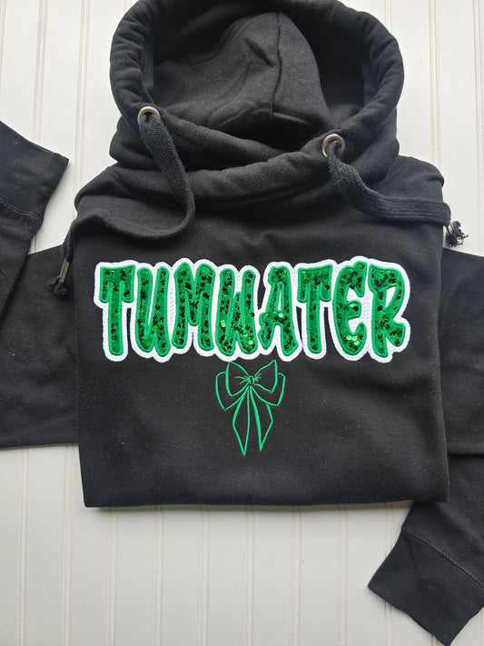 Any Word Sequin Embroidered Sweatshirt | Cowl Neck