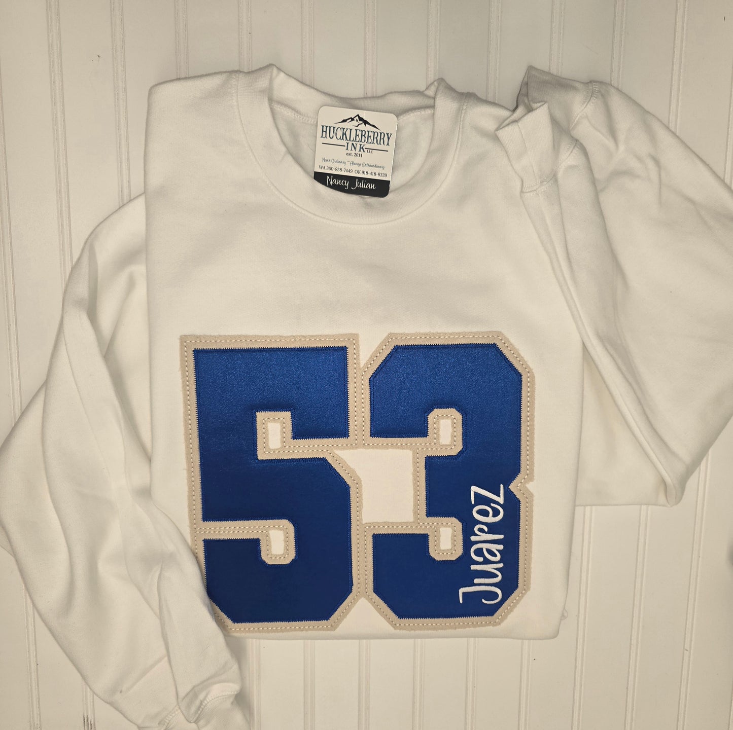 Custom Varsity Letter Embroidered Hoodie or Crewneck