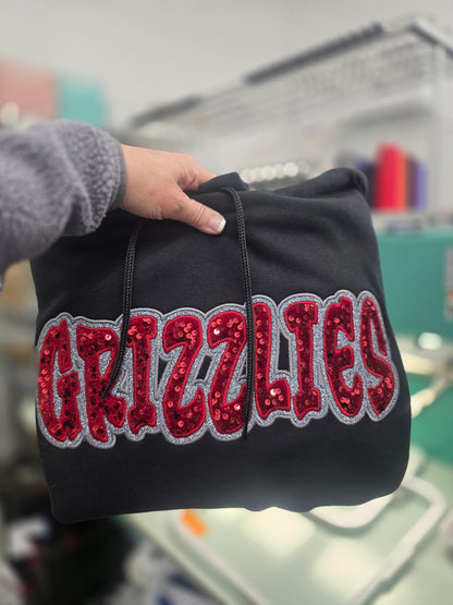 Any Word Sequin Embroidered Sweatshirt | Hoodie or Crew