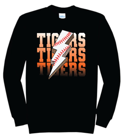 Tigers Baseball Lightning Bolt Crewneck