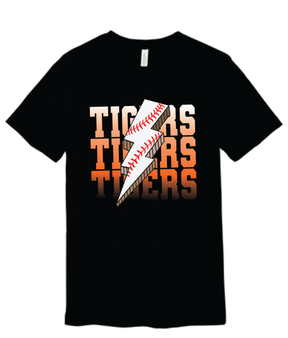 Tigers Baseball Lightning Bolt Tee