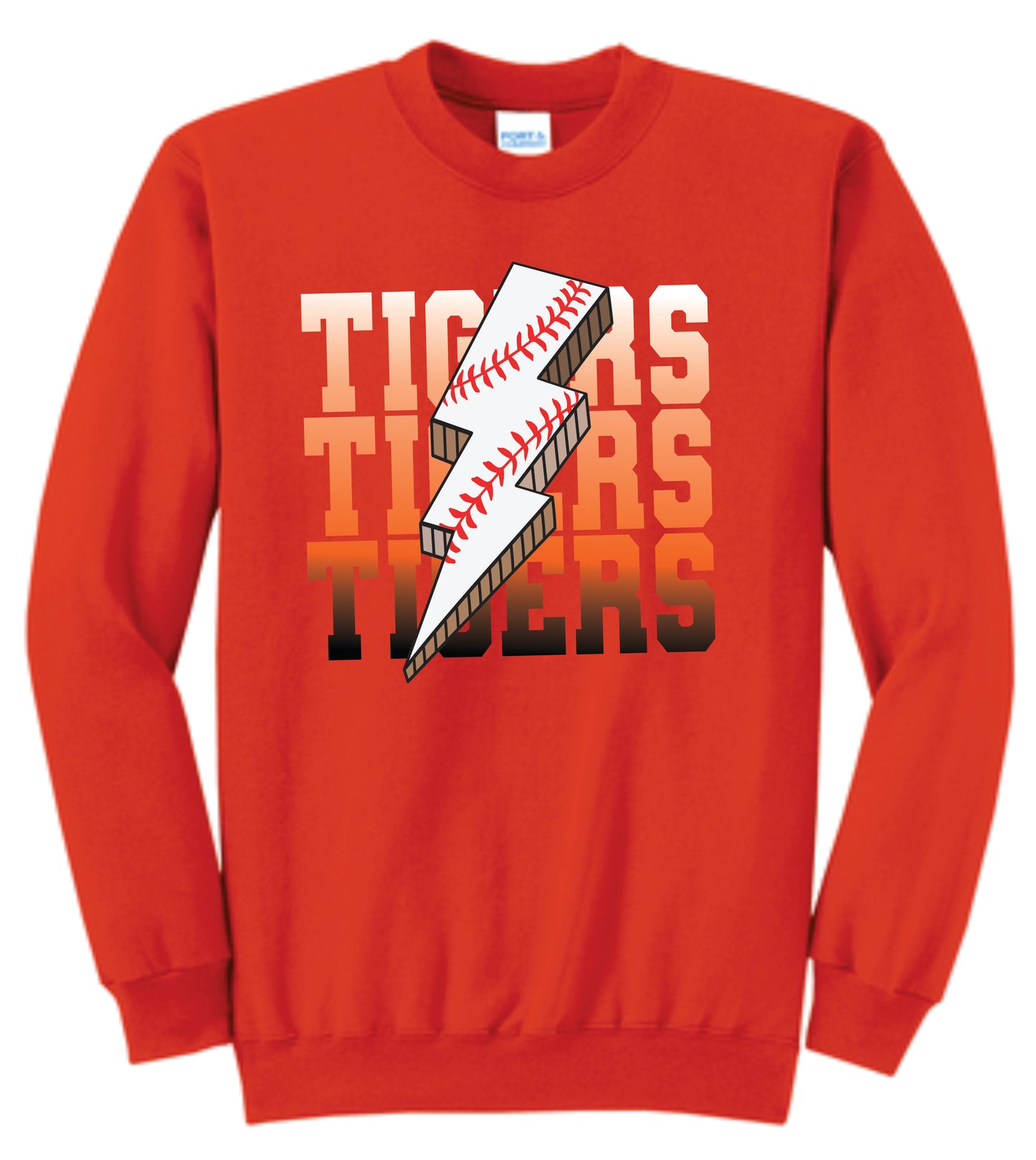 Tigers Baseball Lightning Bolt Crewneck