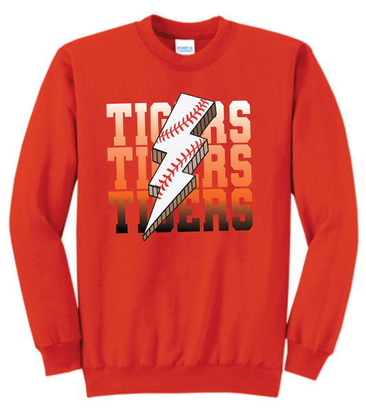 Tigers Baseball Lightning Bolt Crewneck