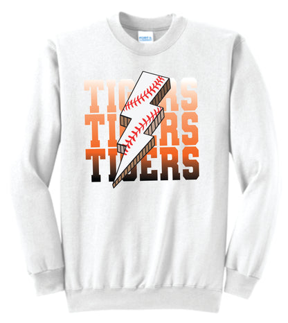 Tigers Baseball Lightning Bolt Crewneck