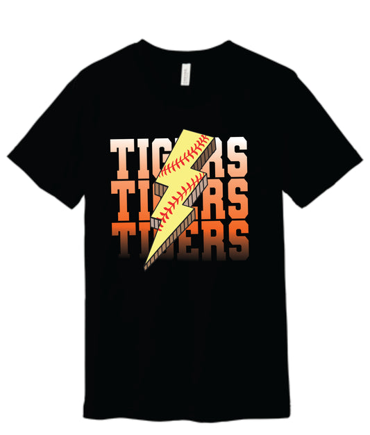 Tigers Fastpitch Lightning Bolt Tee