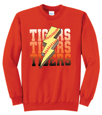 Tigers Fastpitch Lightning Bolt Crewneck
