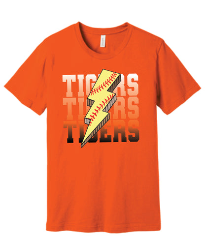 Tigers Fastpitch Lightning Bolt Tee