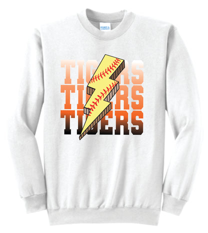 Tigers Fastpitch Lightning Bolt Crewneck