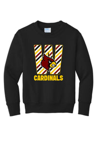 Winlock Cardinals Striped W Crewneck Sweatshirt