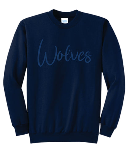 Wolves Puff Print Crewneck - Cursive