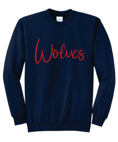 Wolves Puff Print Crewneck - Cursive