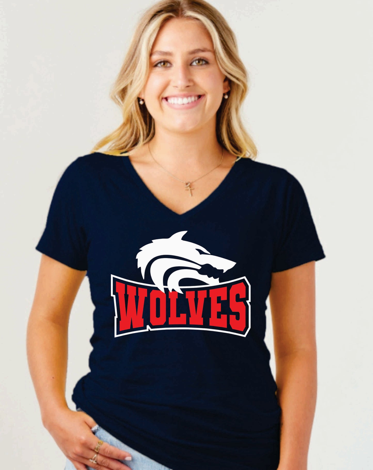 Wolves V neck Ladies t shirt