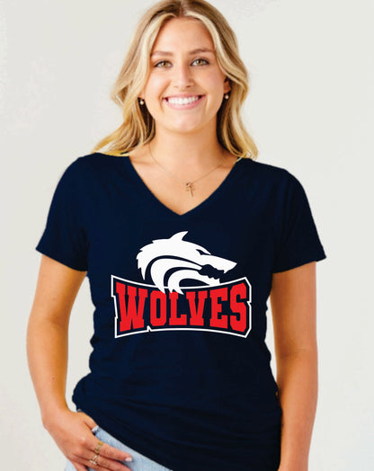 Wolves V neck Ladies t shirt