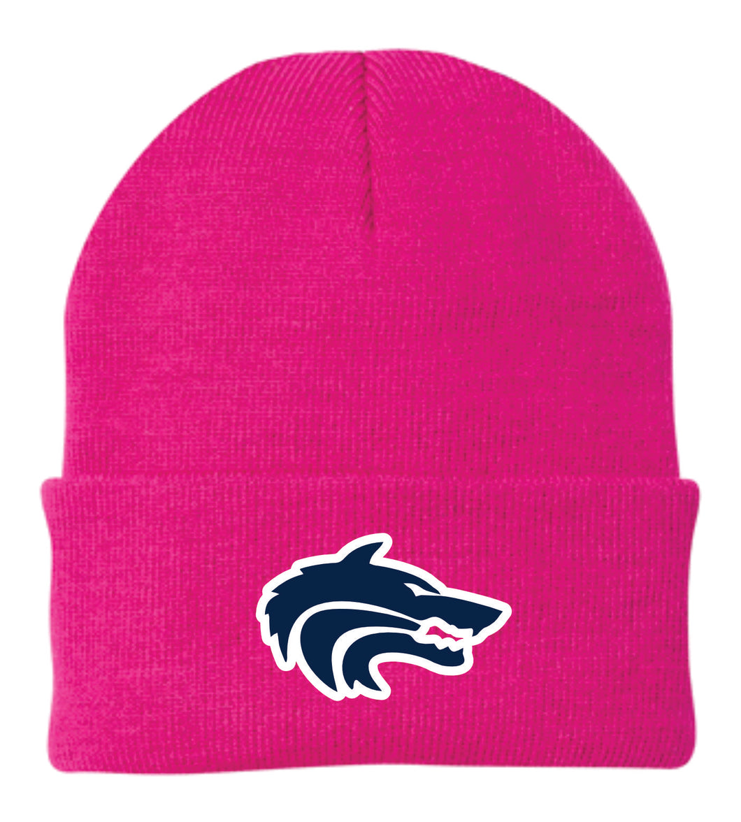 Wolves Pink Foldover Beanie