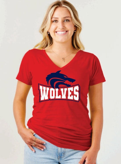 Wolves V neck Ladies t shirt