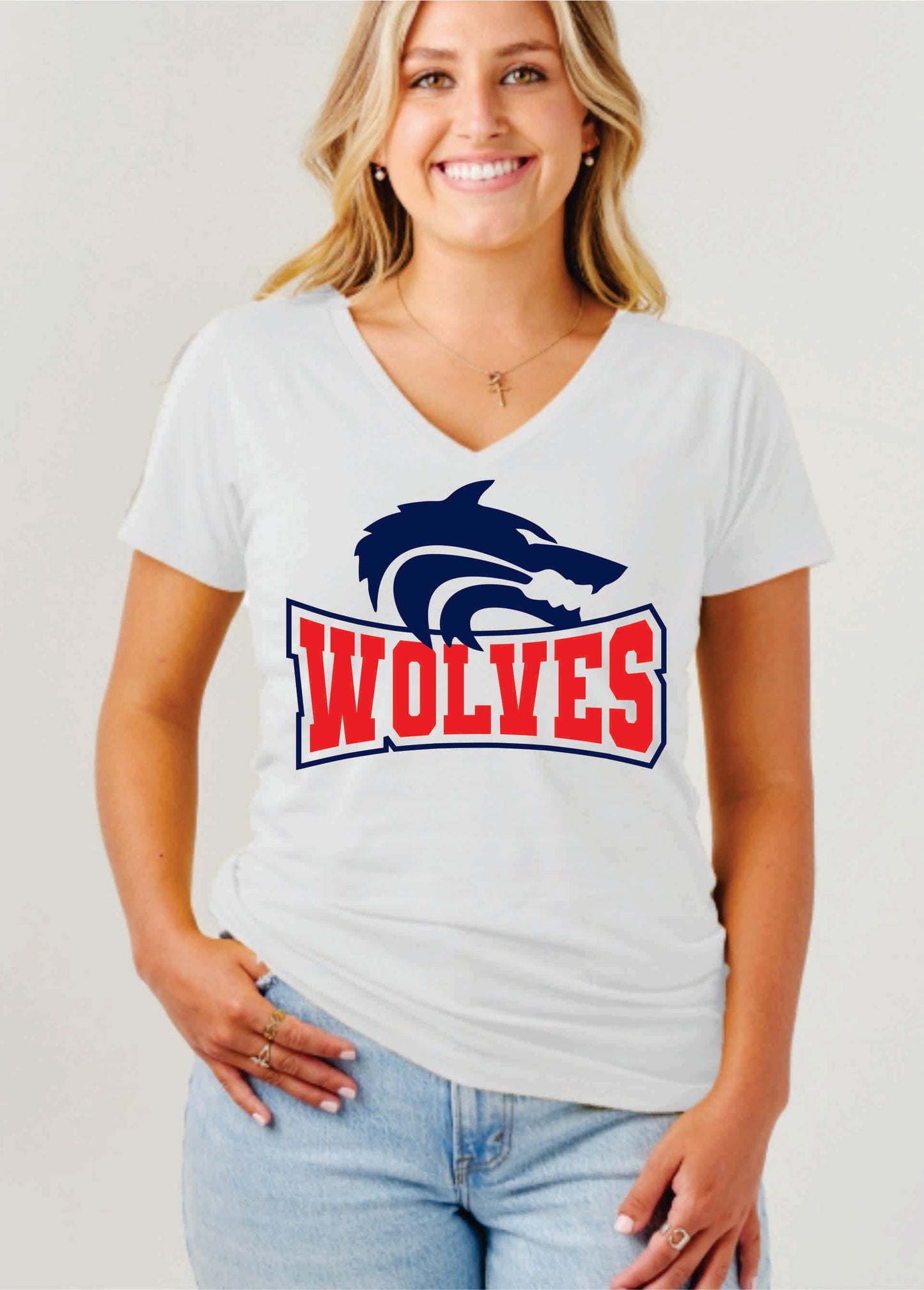 Wolves V neck Ladies t shirt
