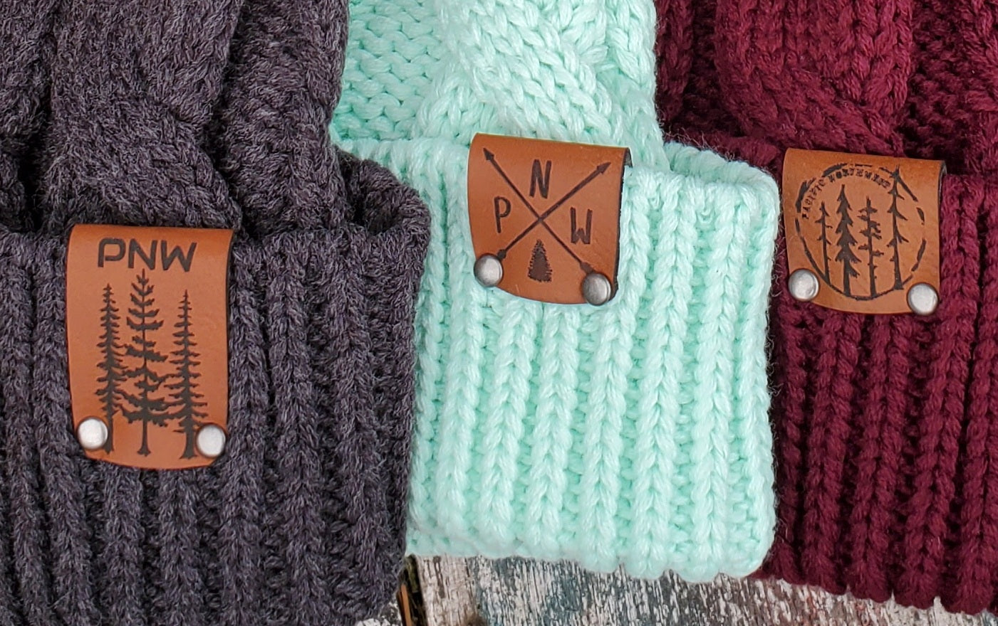 PNW Leather Patch Beanie