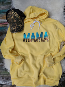 Mama Leopard and Teal foil Hoodie