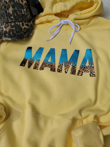 Mama Leopard and Teal foil Hoodie