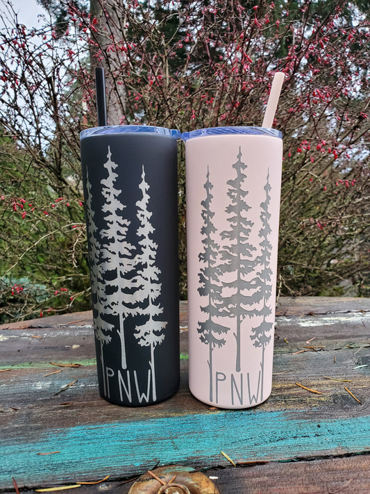 20 oz PNW skinny Tumbler with Straw