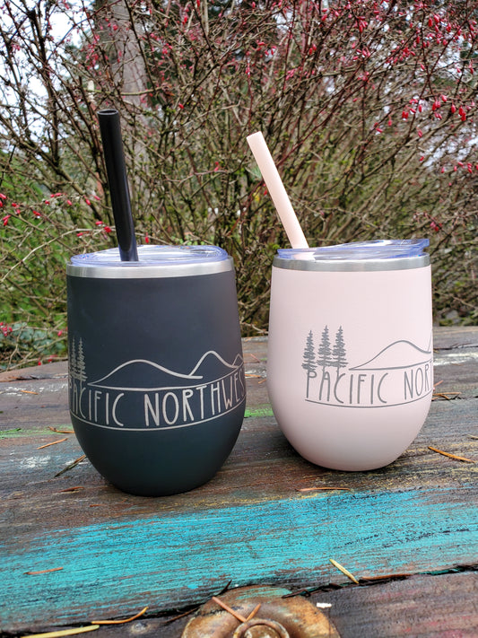 PNW Wine Tumbler laser engraved