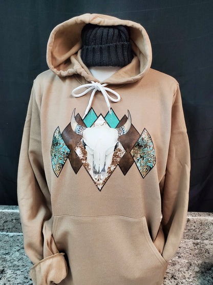 Wild Western Bull Skull Hoodie