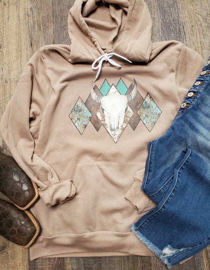 Wild Western Bull Skull Hoodie