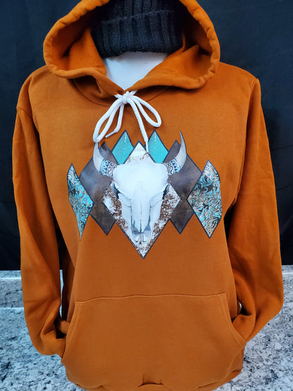 Wild Western Bull Skull Hoodie