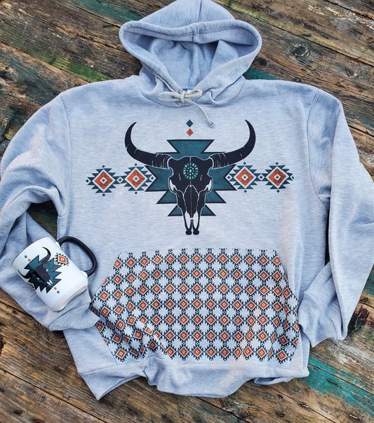 Aztec Cow Skull hoodie