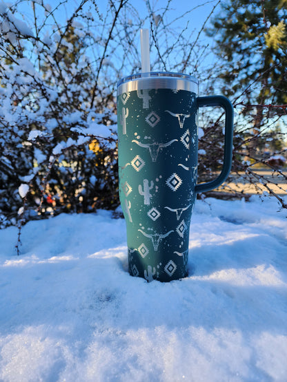 40oz Southwestern Bull Tumbler