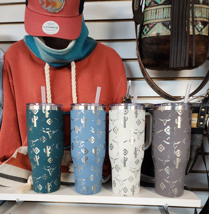 40oz Southwestern Bull Tumbler